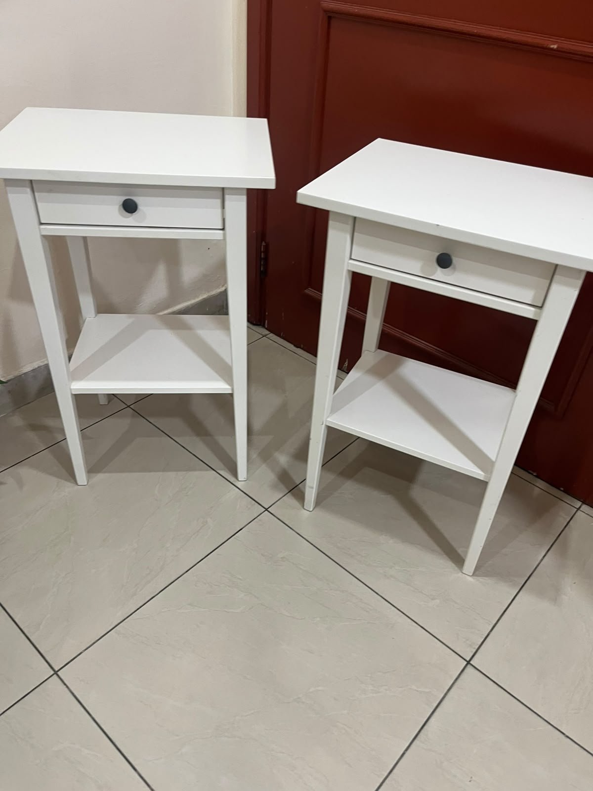 Two white IKEA HEMNES bedside tables (approximately 46x35 cm) made of solid wood. - Image 11