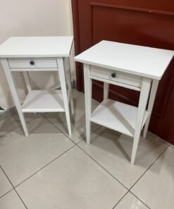 Two white IKEA HEMNES bedside tables (approximately 46x35 cm) made of solid wood. - Image 7