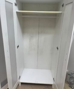 Two IKEA Aneboda wardrobes (or similar white, two-door models with ribbed-glass doors). - Image 7
