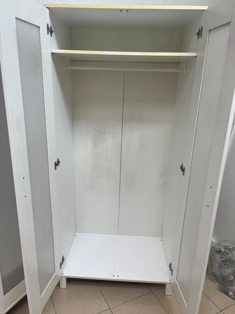 Two IKEA Aneboda wardrobes (or similar white, two-door models with ribbed-glass doors). - Image 7
