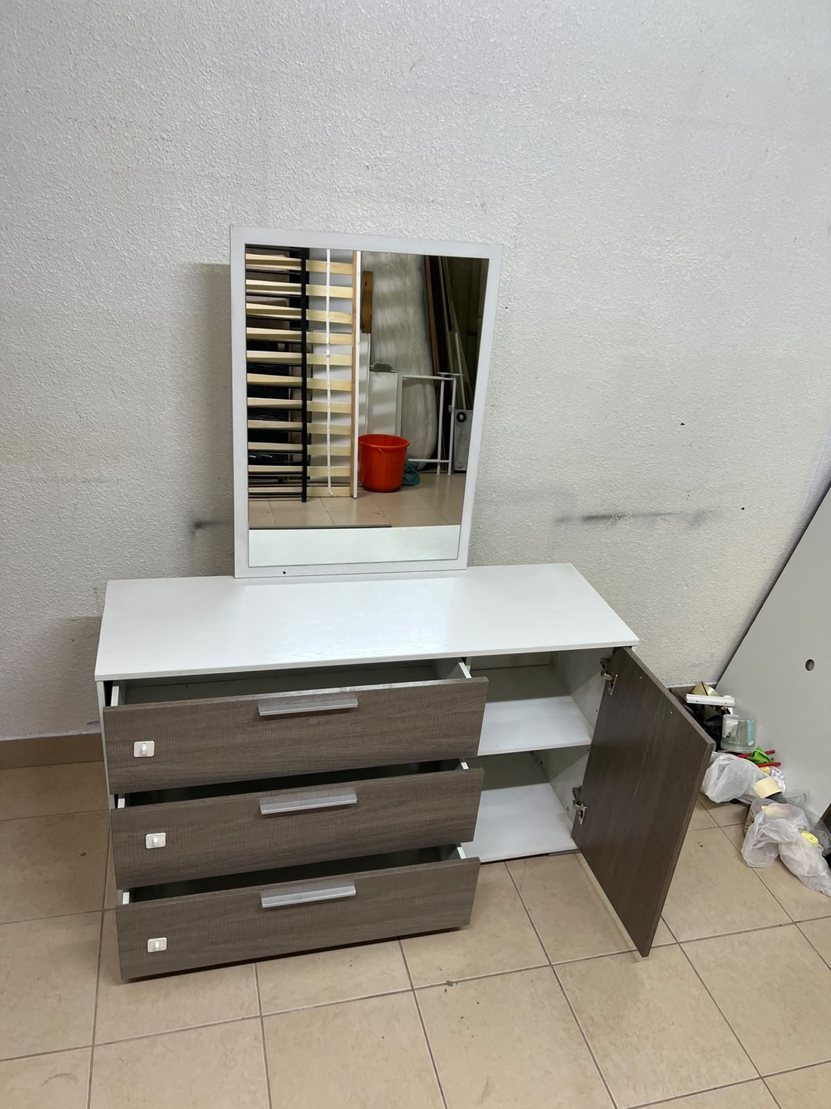 Thomas Dresser with Mirror (White/Walnut) from Danube Home. - Image 2