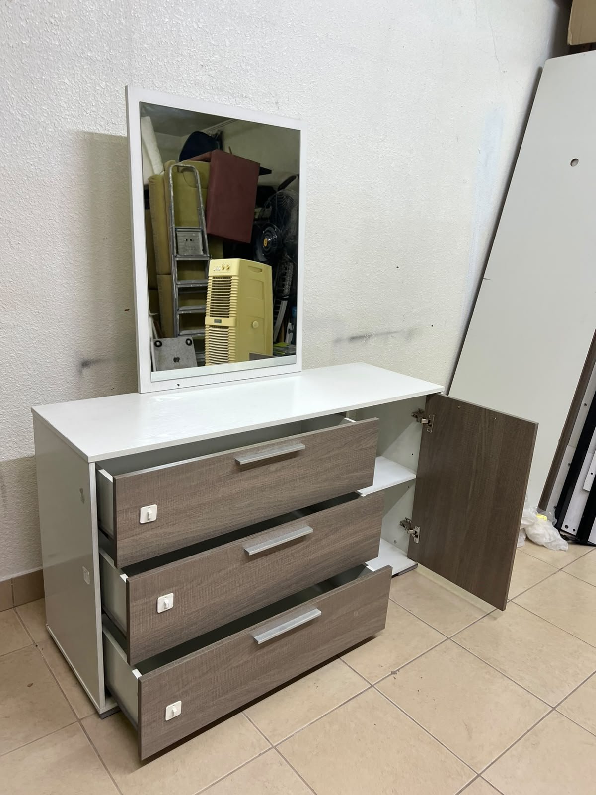 Thomas Dresser with Mirror (White/Walnut) from Danube Home. - Image 3