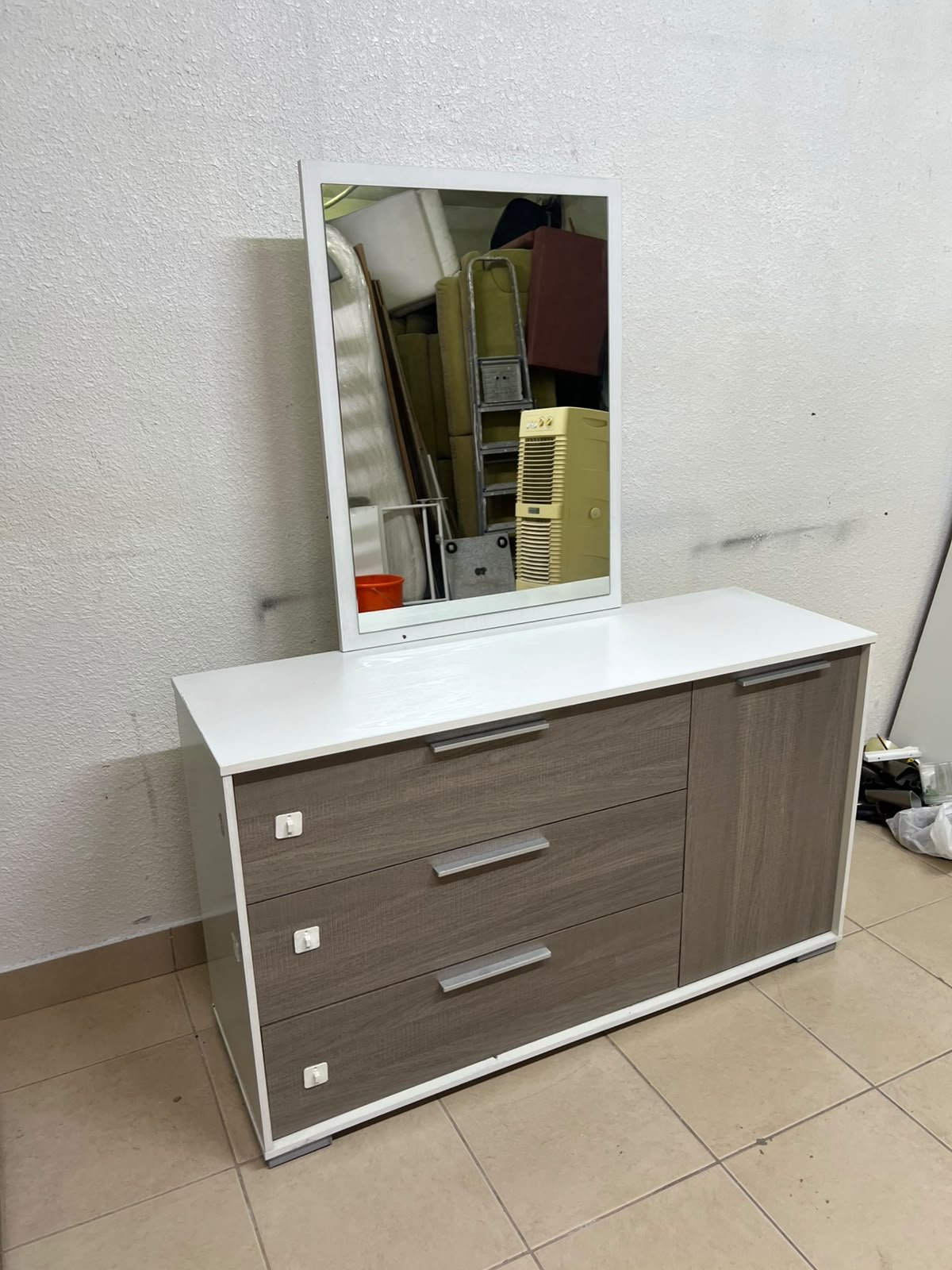 Thomas Dresser with Mirror (White/Walnut) from Danube Home. - Image 4
