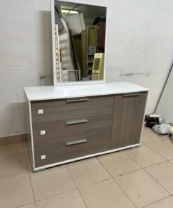 Thomas Dresser with Mirror (White/Walnut) from Danube Home.