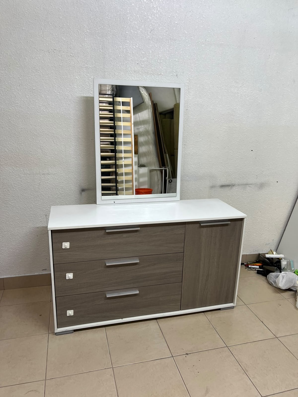 Thomas Dresser with Mirror (White/Walnut) from Danube Home. - Image 7
