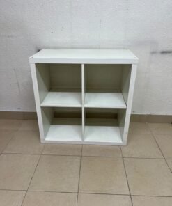 The product shown in the image is a square storage shelving unit from IKEA's KALLAX series (white, measuring 77x77 cm). - Image 2