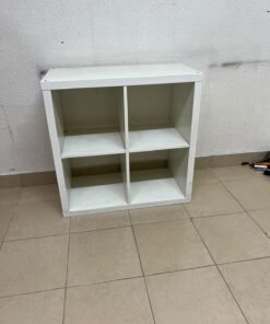 The product shown in the image is a square storage shelving unit from IKEA's KALLAX series (white, measuring 77x77 cm). - Image 3