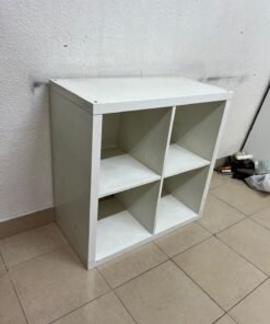 The product shown in the image is a square storage shelving unit from IKEA's KALLAX series (white, measuring 77x77 cm). - Image 5