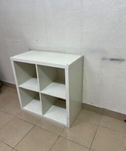 The product shown in the image is a square storage shelving unit from IKEA's KALLAX series (white, measuring 77x77 cm). - Image 6