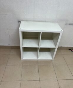 The product shown in the image is a square storage shelving unit from IKEA's KALLAX series (white, measuring 77x77 cm). - Image 9