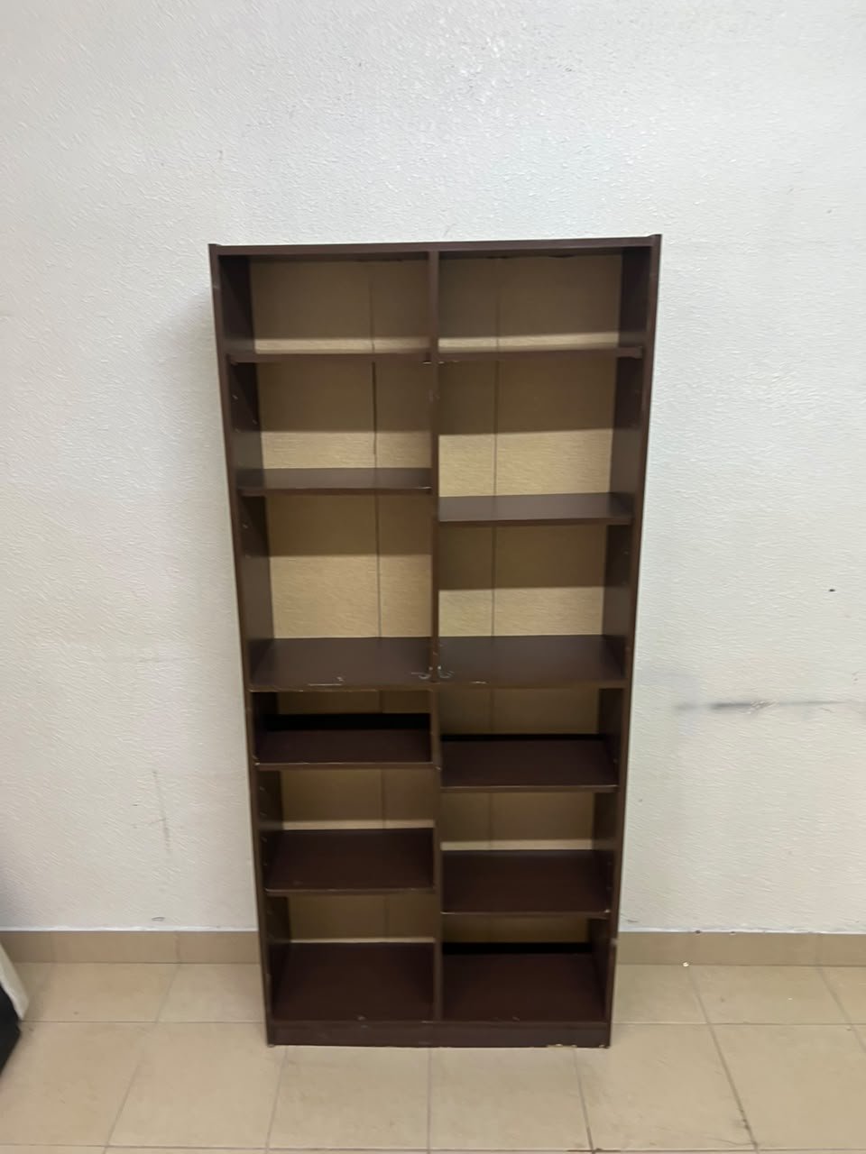 A dark brown open wooden bookcase (Walid)—a tall storage unit divided into two main sections, featuring multiple adjustable shelves. - Image 7