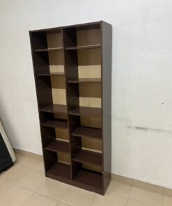 A dark brown open wooden bookcase (Walid)—a tall storage unit divided into two main sections, featuring multiple adjustable shelves. - Image 8