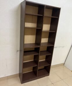 A dark brown open wooden bookcase (Walid)—a tall storage unit divided into two main sections, featuring multiple adjustable shelves. - Image 2