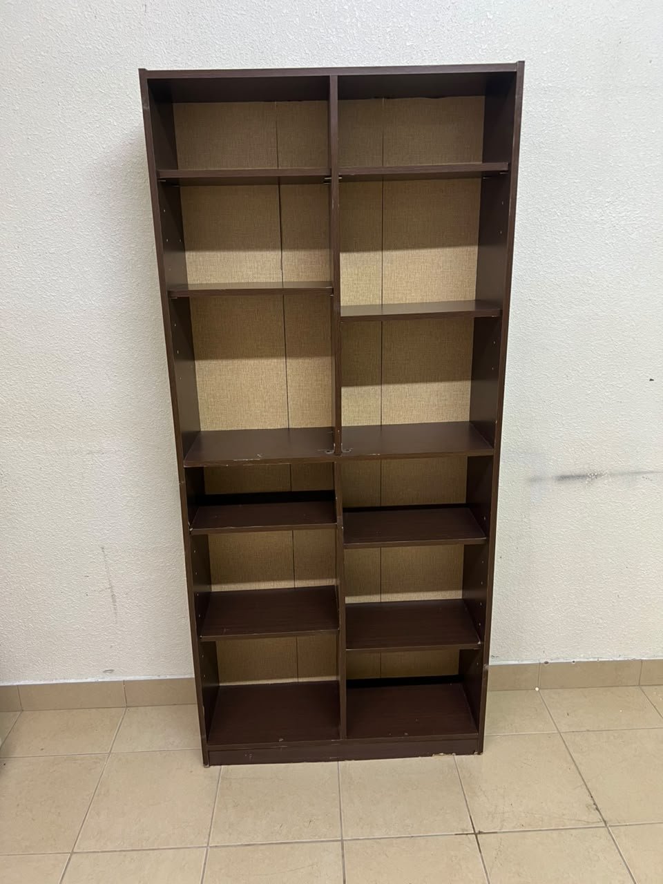 A dark brown open wooden bookcase (Walid)—a tall storage unit divided into two main sections, featuring multiple adjustable shelves. - Image 3