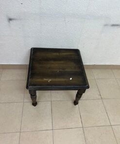 A square wooden table with a classic/rustic aesthetic (end table/side table), supported by four decorative, lathe-turned wooden legs in a dark brown finish. - Image 2