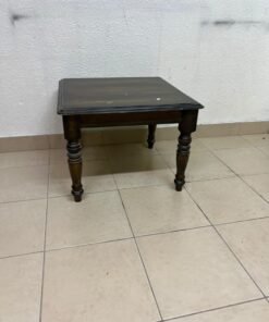 A square wooden table with a classic/rustic aesthetic (end table/side table), supported by four decorative, lathe-turned wooden legs in a dark brown finish. - Image 3