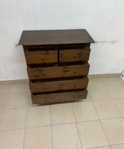 A classic chest of drawers made of solid wood (such as pine or a darker wood), featuring two small drawers at the top and four large, full-width drawers below; it is accented with small, round knobs and elevated wooden legs. - Image 5