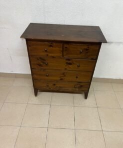 A classic chest of drawers made of solid wood (such as pine or a darker wood), featuring two small drawers at the top and four large, full-width drawers below; it is accented with small, round knobs and elevated wooden legs. - Image 8