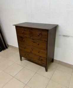 A classic chest of drawers made of solid wood (such as pine or a darker wood), featuring two small drawers at the top and four large, full-width drawers below; it is accented with small, round knobs and elevated wooden legs. - Image 9