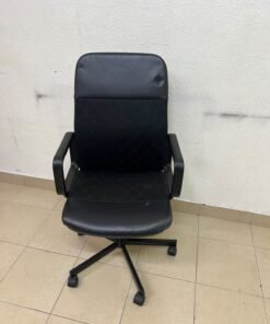 An IKEA swivel office chair known as the RENBERGET swivel chair, in black Bomstad. - Image 2