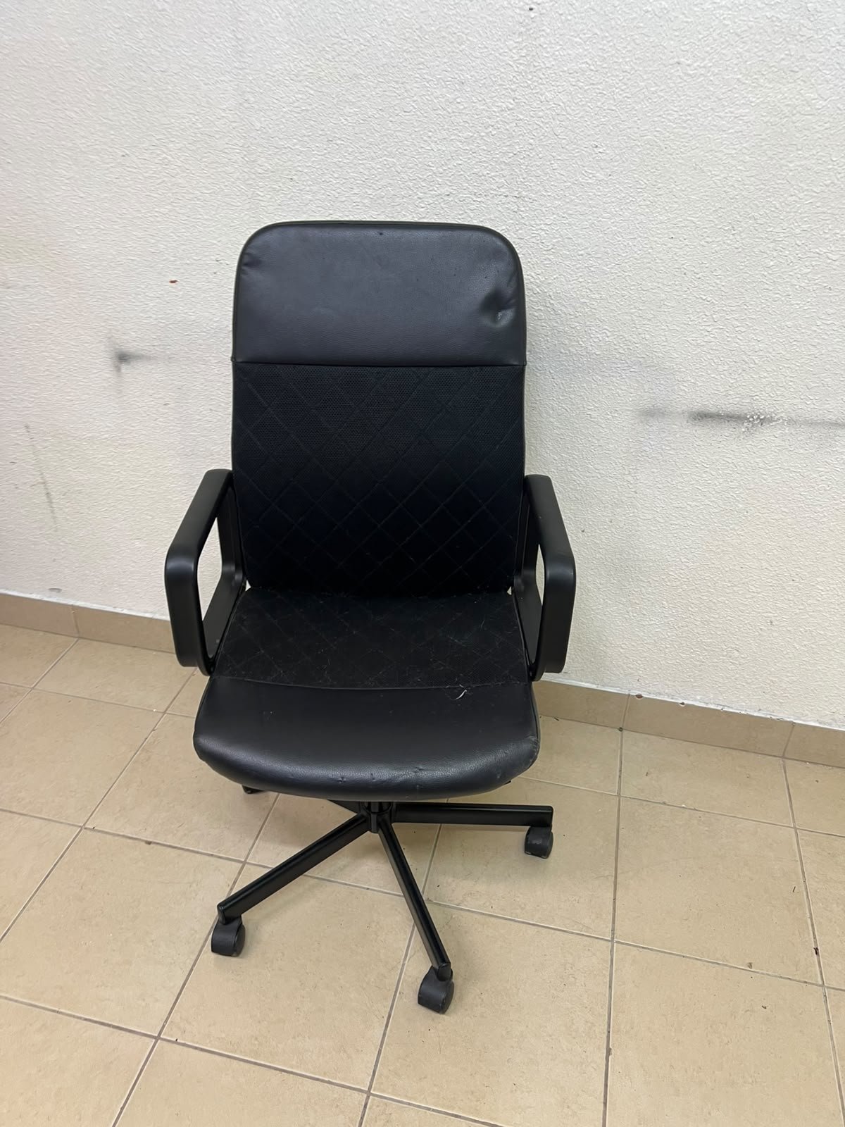 An IKEA swivel office chair known as the RENBERGET swivel chair, in black Bomstad. - Image 2