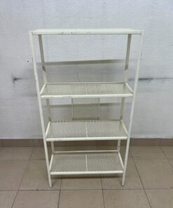 An IKEA shelving unit known as BAGGEBO, made of metal and finished in white. - Image 9