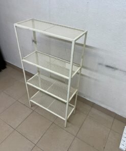 An IKEA shelving unit known as BAGGEBO, made of metal and finished in white. - Image 2