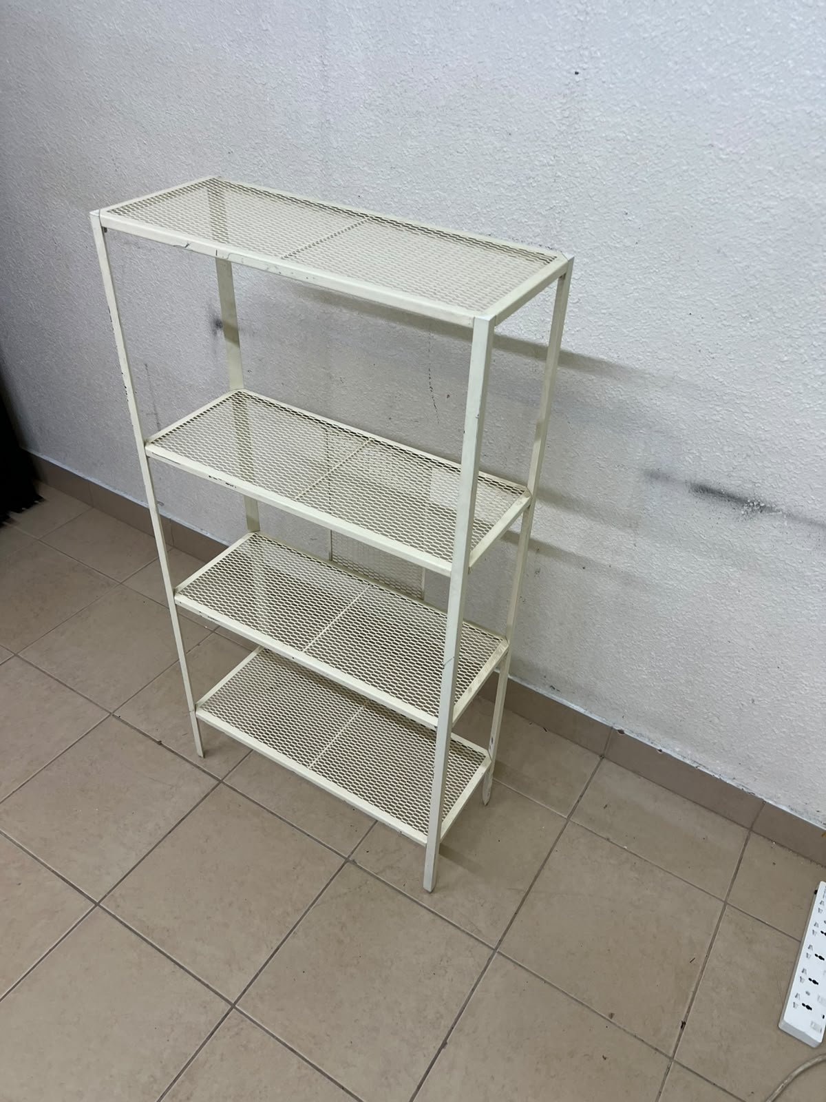 An IKEA shelving unit known as BAGGEBO, made of metal and finished in white. - Image 2