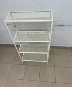 An IKEA shelving unit known as BAGGEBO, made of metal and finished in white. - Image 5