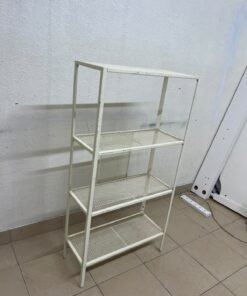 An IKEA shelving unit known as BAGGEBO, made of metal and finished in white. - Image 6