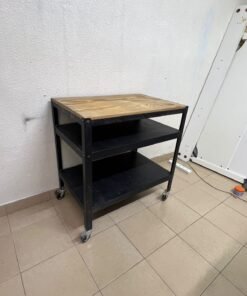 IKEA BROR storage trolley (black/pine plywood), measuring 85×55 cm. - Image 3