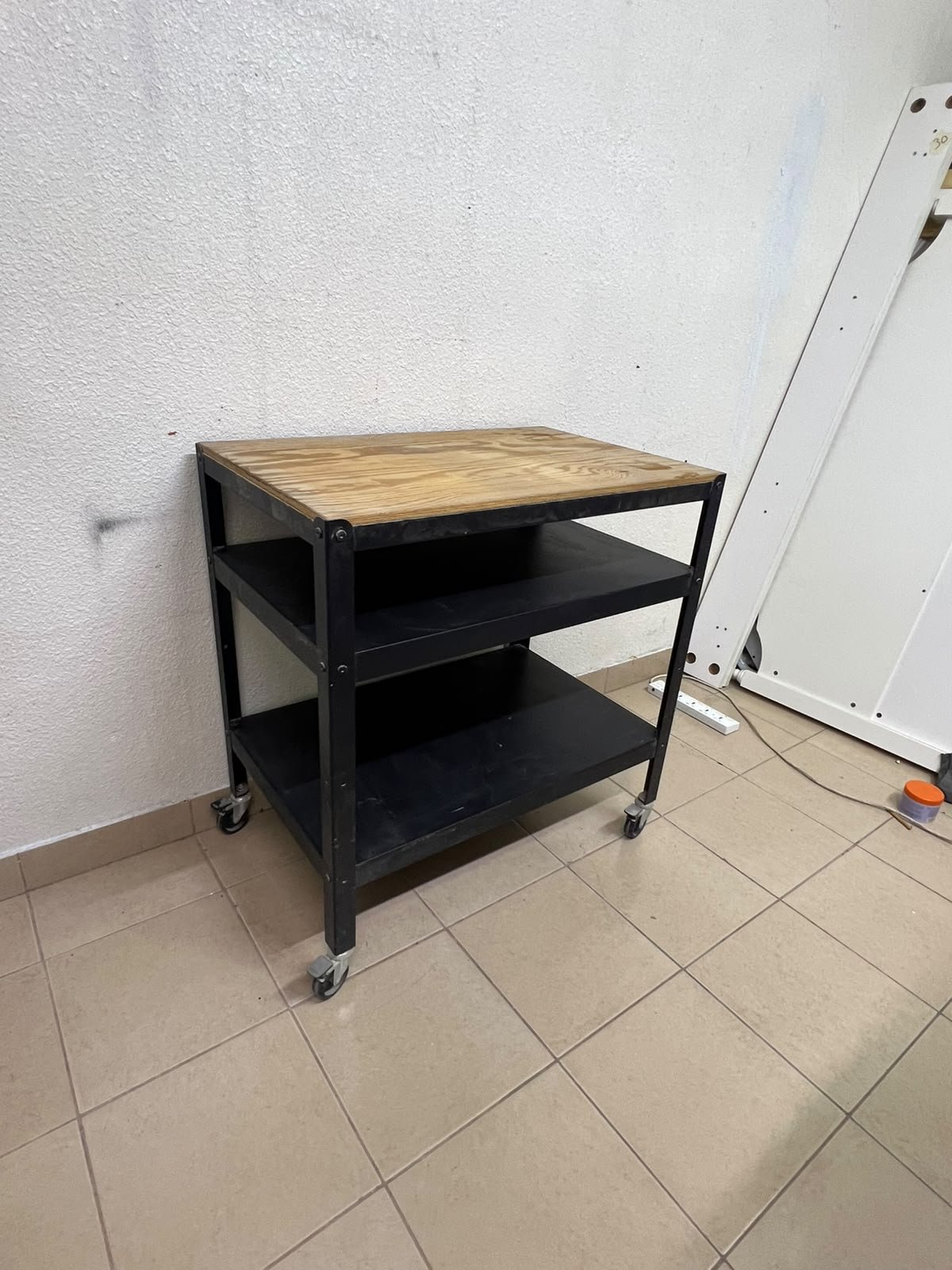 IKEA BROR storage trolley (black/pine plywood), measuring 85×55 cm. - Image 3