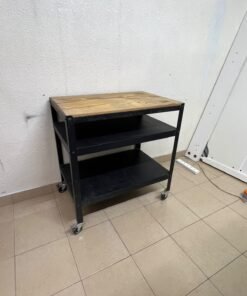 IKEA BROR storage trolley (black/pine plywood), measuring 85×55 cm. - Image 4