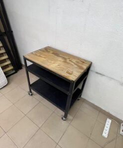 IKEA BROR storage trolley (black/pine plywood), measuring 85×55 cm. - Image 5