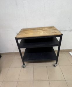 IKEA BROR storage trolley (black/pine plywood), measuring 85×55 cm.