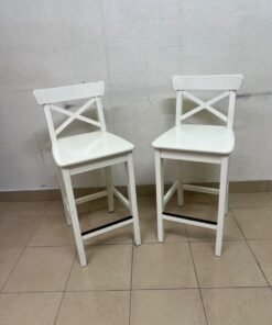 White bar stool with a backrest from IKEA (similar to the ROSENTORP high chair with backrest or the INGOLF model). - Image 8