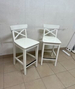 White bar stool with a backrest from IKEA (similar to the ROSENTORP high chair with backrest or the INGOLF model). - Image 2