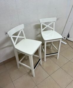 White bar stool with a backrest from IKEA (similar to the ROSENTORP high chair with backrest or the INGOLF model). - Image 3