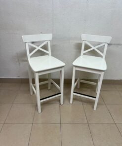 White bar stool with a backrest from IKEA (similar to the ROSENTORP high chair with backrest or the INGOLF model). - Image 4