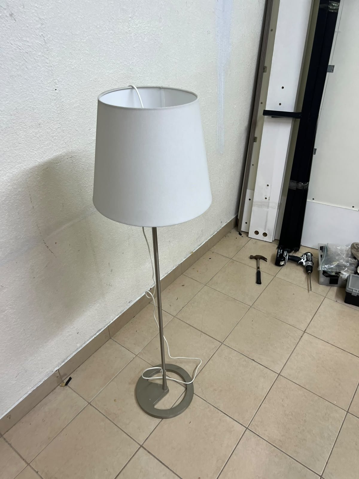 IKEA NYFORS floor lamp (nickel-plated finish with a white fabric shade), - Image 3