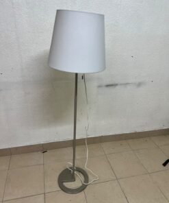 IKEA NYFORS floor lamp (nickel-plated finish with a white fabric shade),