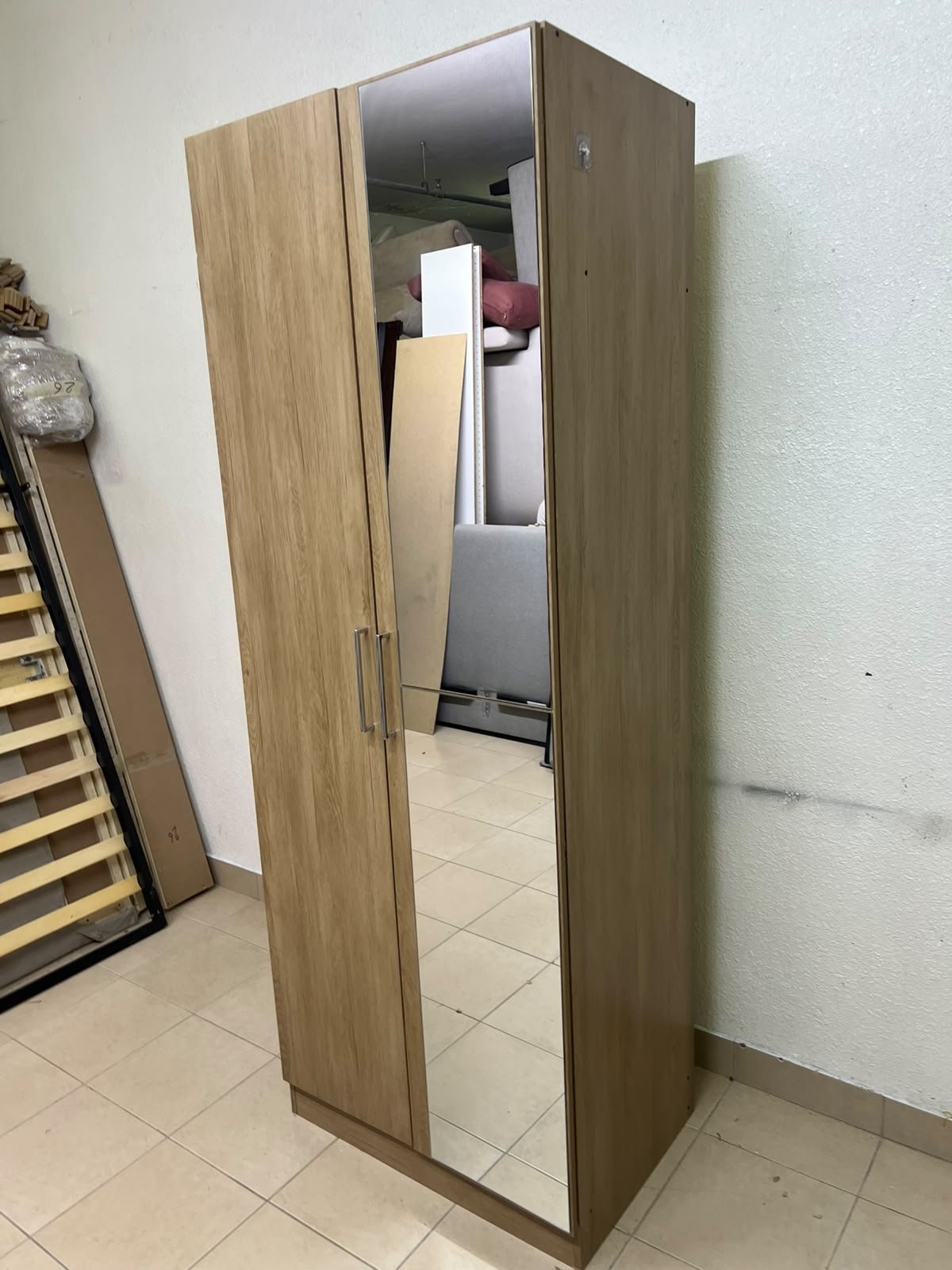 "Supreme" 2-door wardrobe with a mirror, in French Sonoma oak, from Danube Home, - Image 5