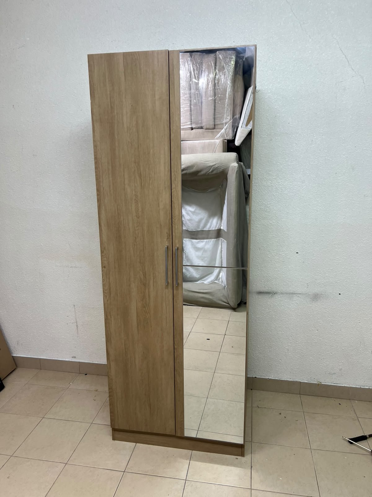 "Supreme" 2-door wardrobe with a mirror, in French Sonoma oak, from Danube Home,
