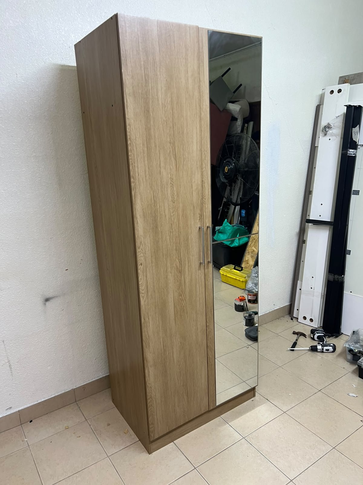 "Supreme" 2-door wardrobe with a mirror, in French Sonoma oak, from Danube Home, - Image 3