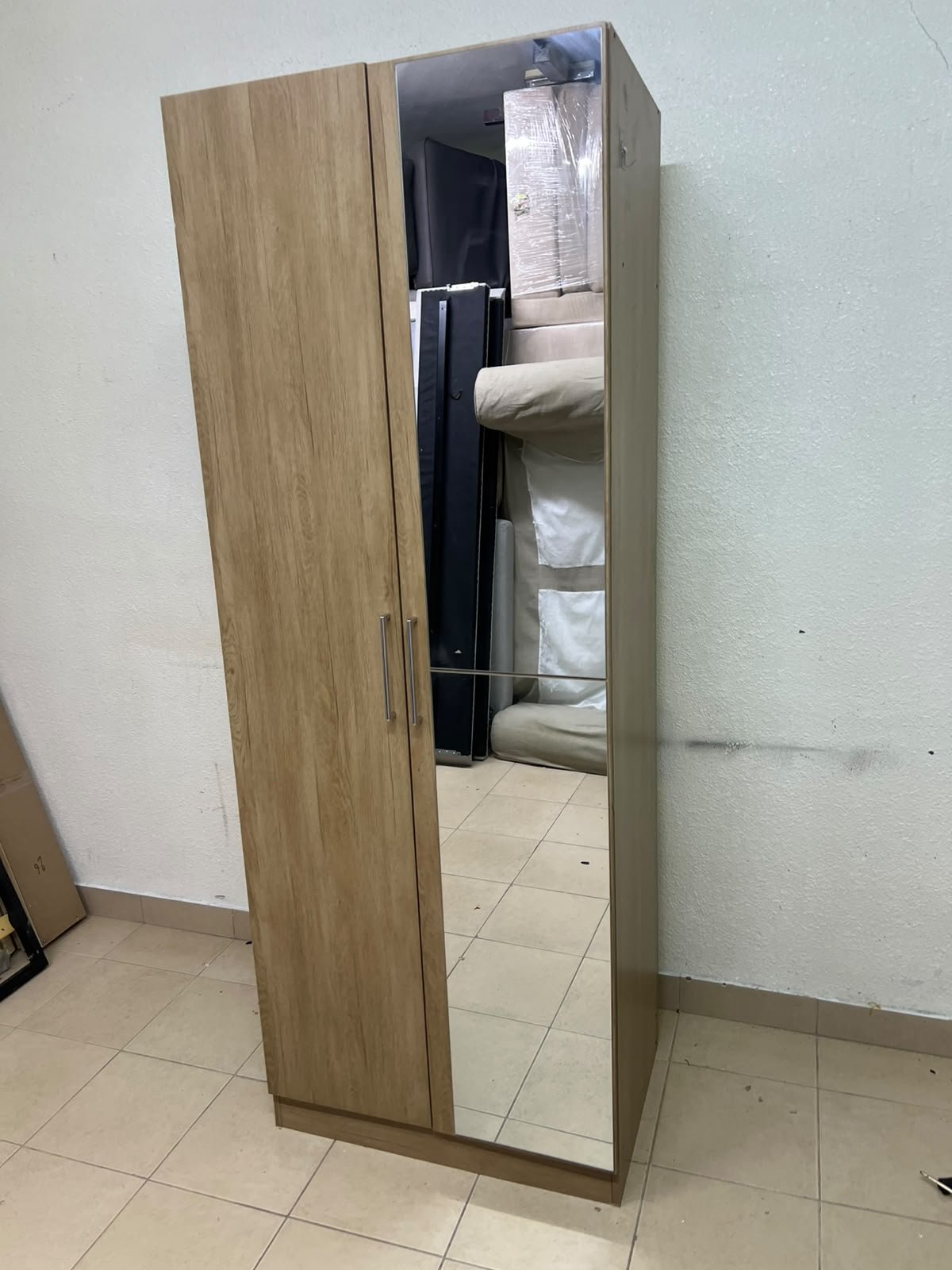 "Supreme" 2-door wardrobe with a mirror, in French Sonoma oak, from Danube Home, - Image 9