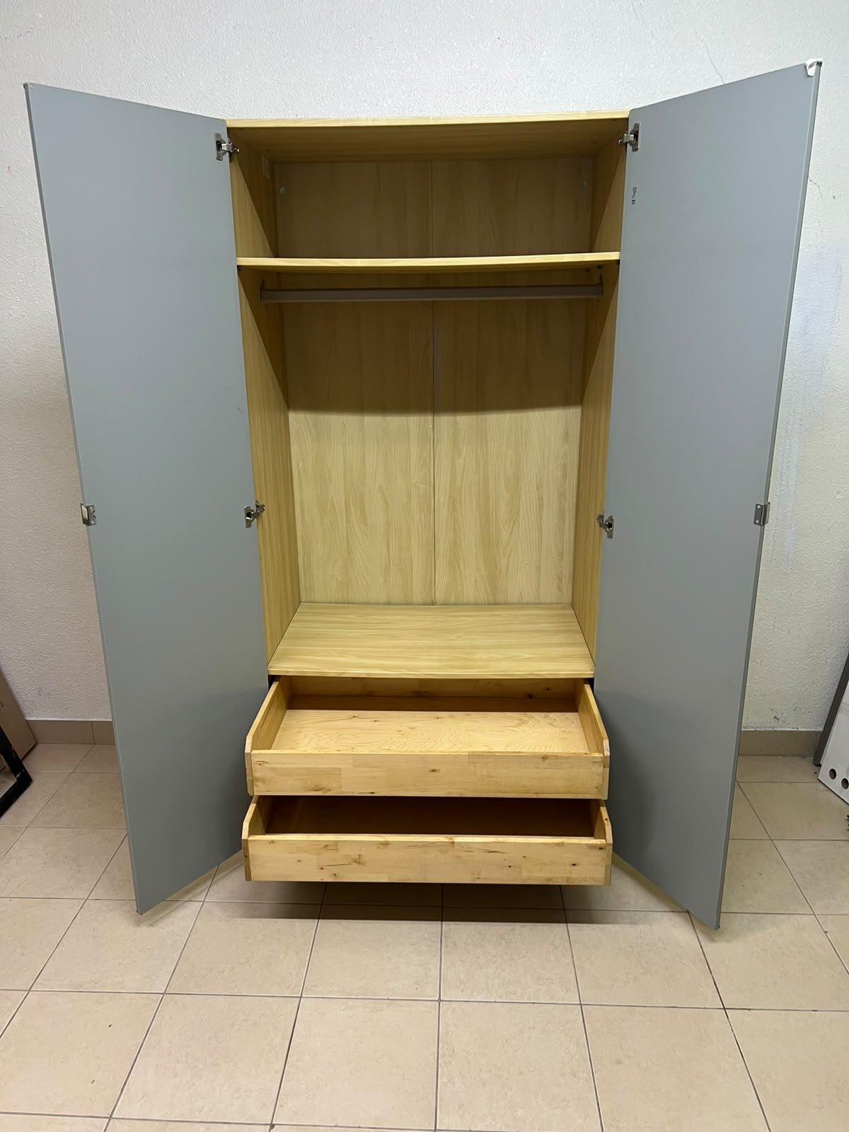 A two-door hinged wardrobe with full mirrors, available in oak or natural beige (IKEA wardrobe) - Image 3