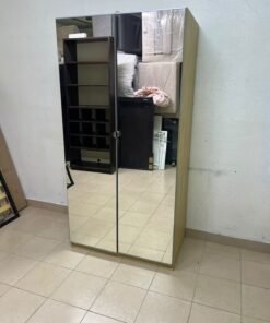 A two-door hinged wardrobe with full mirrors, available in oak or natural beige (IKEA wardrobe) - Image 2