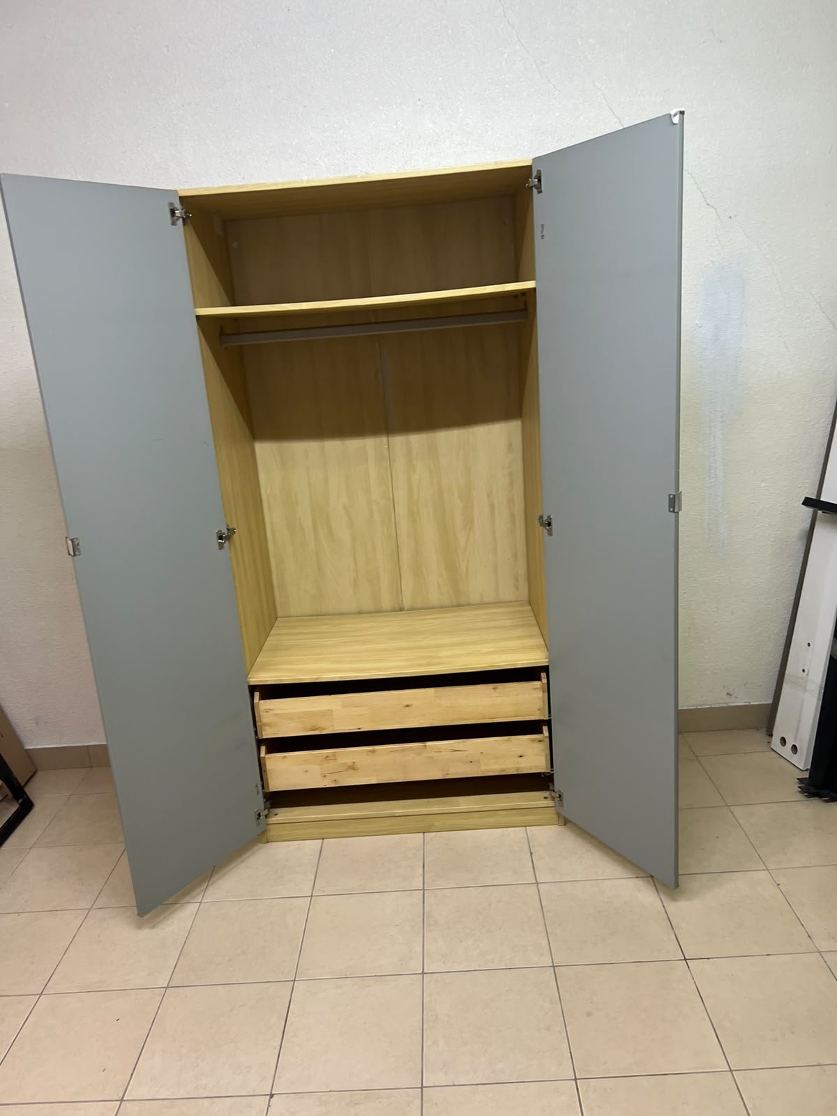 A two-door hinged wardrobe with full mirrors, available in oak or natural beige (IKEA wardrobe) - Image 4