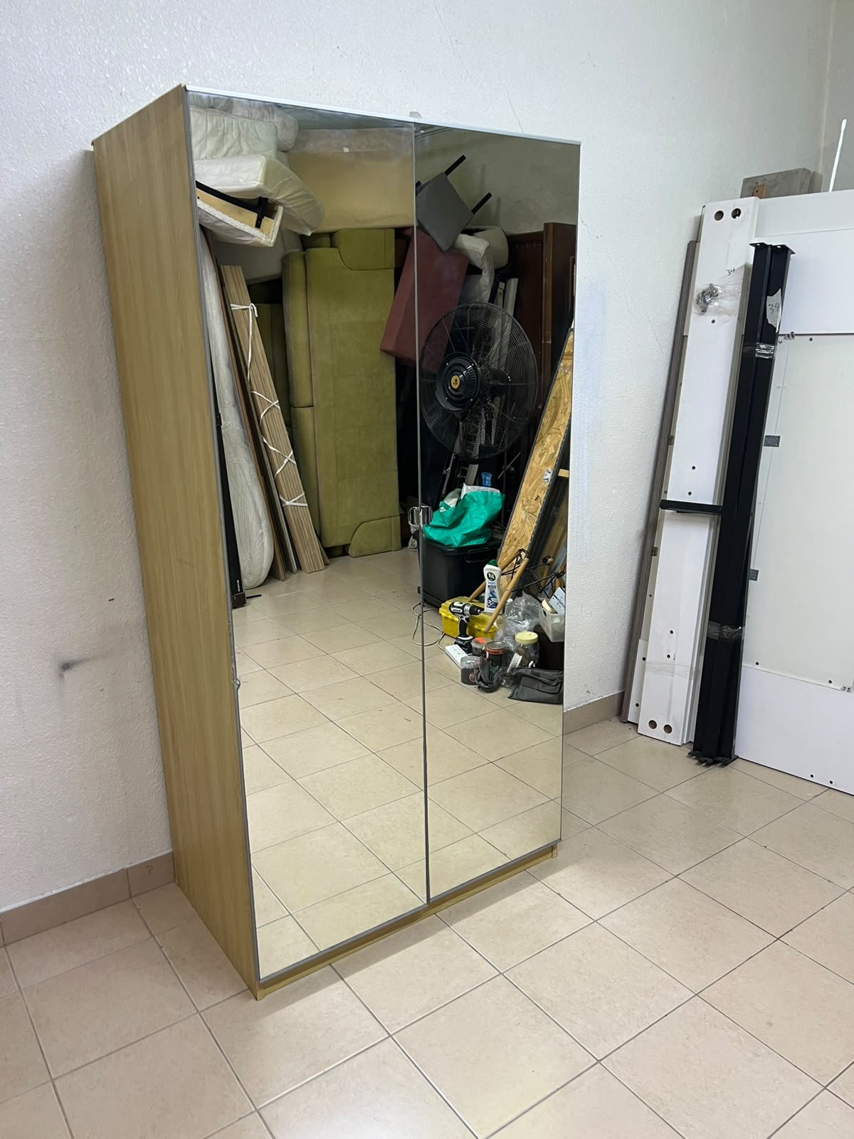 A two-door hinged wardrobe with full mirrors, available in oak or natural beige (IKEA wardrobe) - Image 5