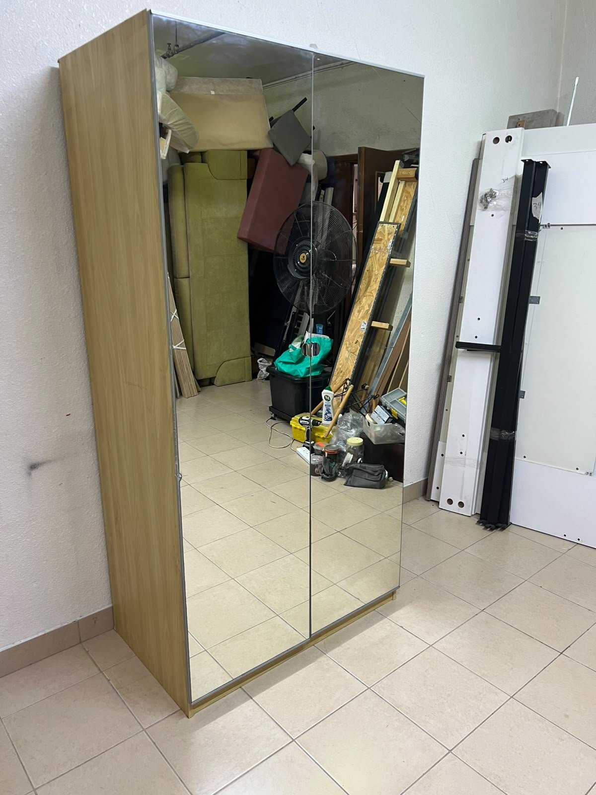 A two-door hinged wardrobe with full mirrors, available in oak or natural beige (IKEA wardrobe) - Image 7